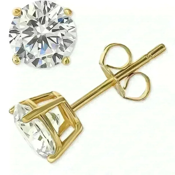 Giani Bernini Cubic Zirconia Solitaire Stud Earrings & Ceramic Trinket Dish - Picture 6 of 11